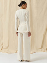 COSMINA COSMINA Autumn/Winter 2pcs/Set Women Casual V-Neck Twist Front Top And Wide-Leg Pants,